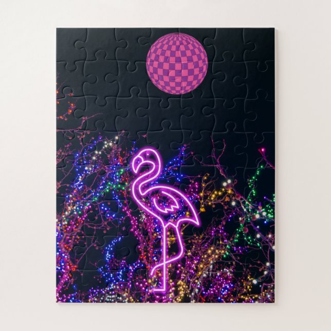 Puzzle Flamingo en el fiesta de baile. (Vertical)