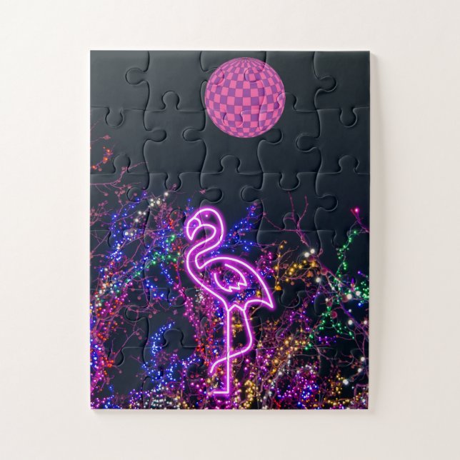 Puzzle Flamingo en el fiesta de baile. (Vertical)