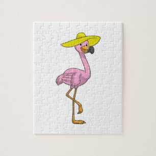 Puzzle Flamingo en la playa con Gorra