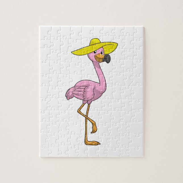 Puzzle Flamingo en la playa con Gorra (Vertical)