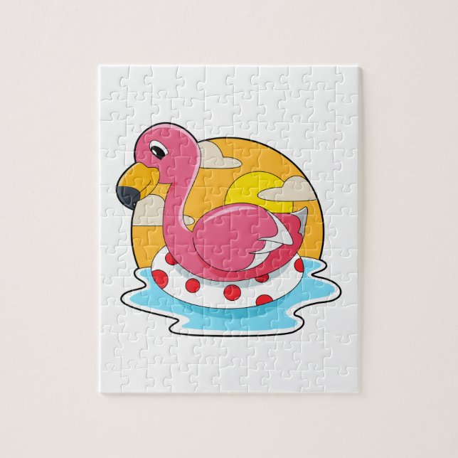 Puzzle Flamingo en Natación con Vida (Vertical)