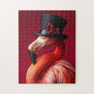 Puzzle Flamingo en un sombrero superior