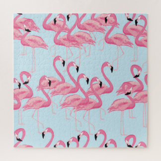 Puzzle Flamingo Flock: Impresión tropical vintage