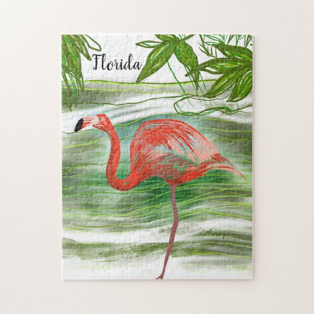 Puzzle Flamingo Florida Art (Vertical)