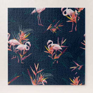 Puzzle Flamingo hawaiano: Obra de arte tropical vintage
