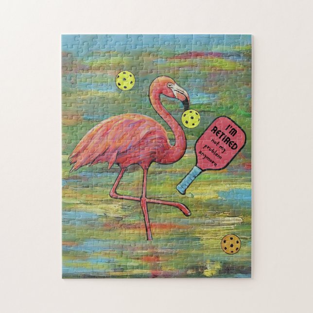 Puzzle Flamingo retirado jugando a la acuarela del balonc (Vertical)