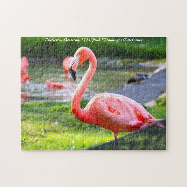 Puzzle Flamingo Rosa California.Saludos de Navidad (Horizontal)