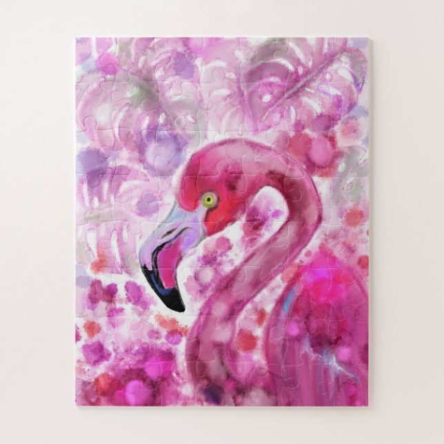 Puzzle Flamingo rosa en el mundo rosado - Hermosa tierra  (Vertical)