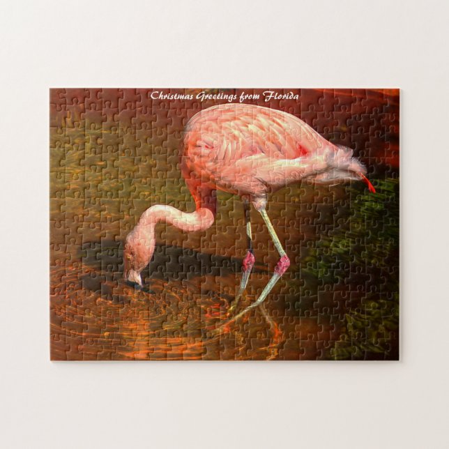 Puzzle Flamingo Rosa Florida.Saludos navideños (Horizontal)