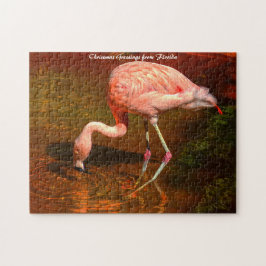 Puzzle Flamingo Rosa Florida.Saludos navideños