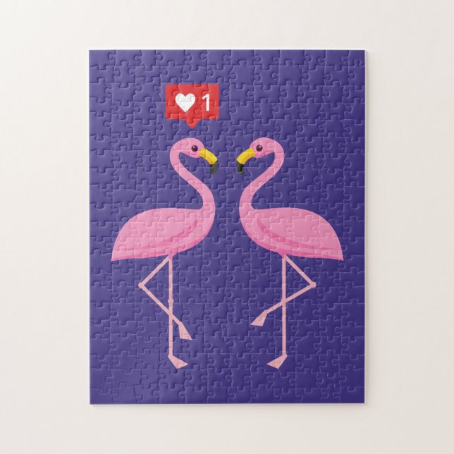 Puzzle Flamingo Rosa lindo como Pastel de Corazón (Vertical)