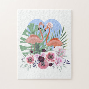 Puzzle Flamingo rosa, pájaro, acuarela