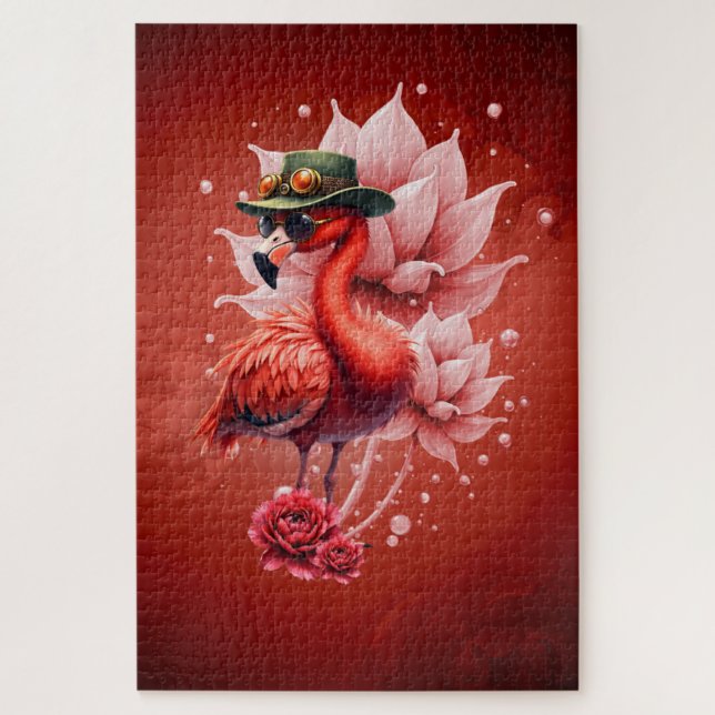 Puzzle Flamingo Steampunk - Arte digital fantástico (Vertical)