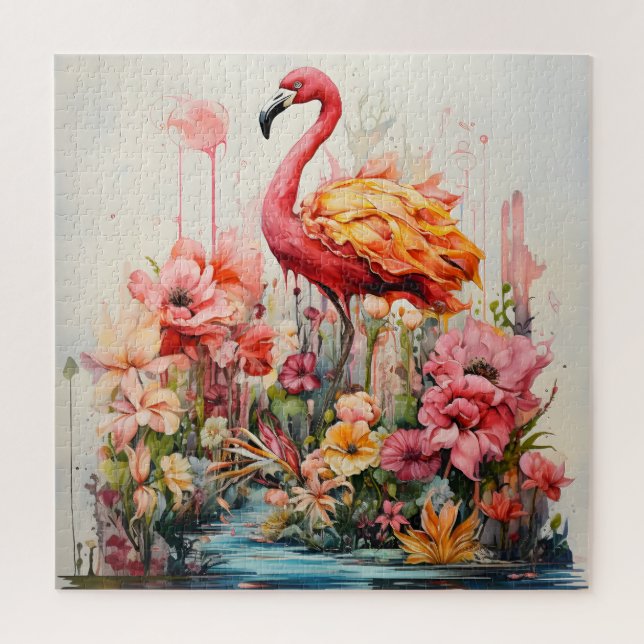 Puzzle Flamingo Tropical Fantasy Paradise Bloom (Vertical)
