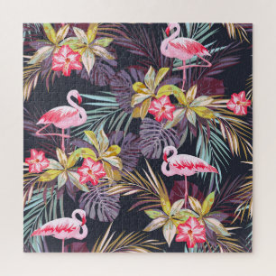Puzzle Flamingo Tropical: Patrón veraniego sin foco