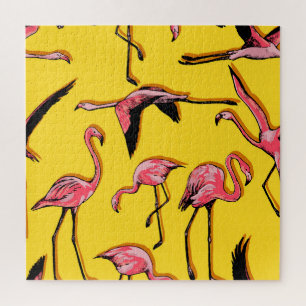 Puzzle Flamingos de mano vintage de fondo inexorable