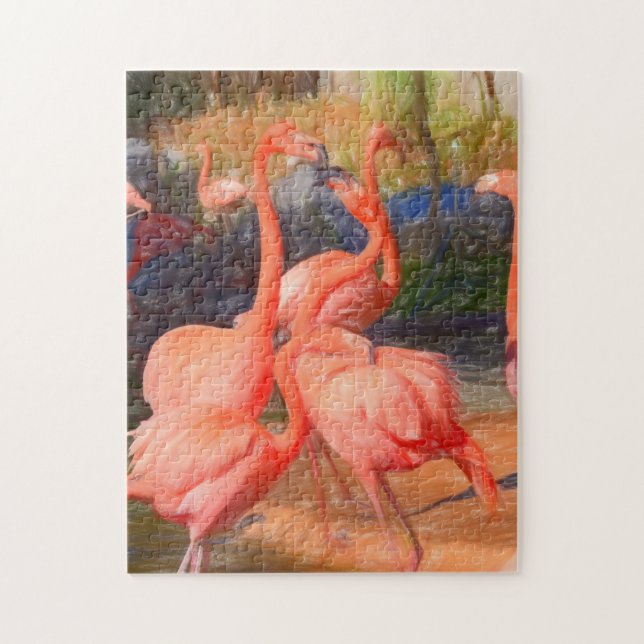 Puzzle Flamingos dibujando coloridos (Vertical)