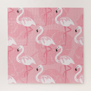 Puzzle Flamingos rosados: ilustracion vintage sin costura