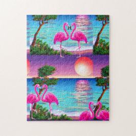 Puzzle Flamingos Sun