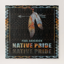 Puzzle Flecha tribal retro de pluma del orgullo nativo in
