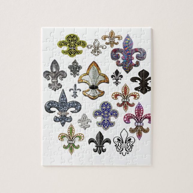 Puzzle Fleur De Lis Flor New Orleans Jewel Sparkle (Vertical)
