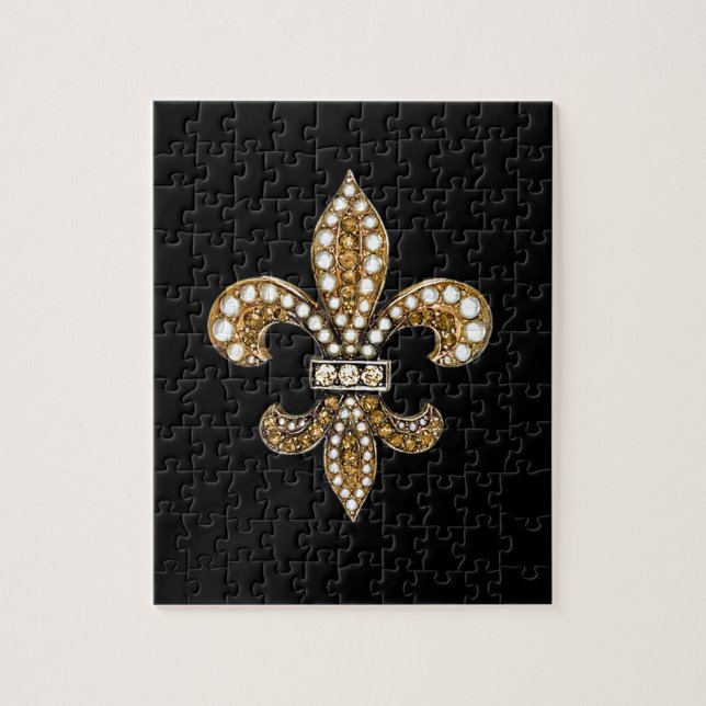 Puzzle Fleur De Lis Flor New Orleans Personalizar Gold (Vertical)