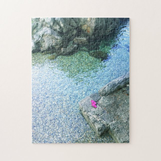 Puzzle Flip Flops rosa Disparos en la playa Rocks Foto (Vertical)