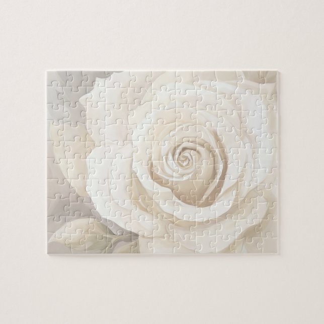 Puzzle Flor abstracta de rosa blanca acuarela. (Horizontal)