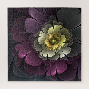 Puzzle Flor abstracta moderna purpura gris khaki