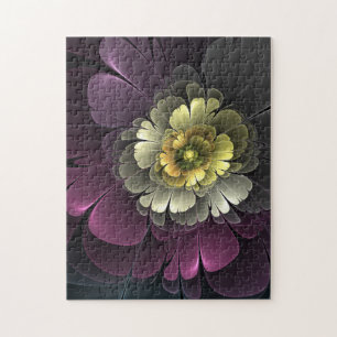 Puzzle Flor abstracta moderna purpura gris khaki