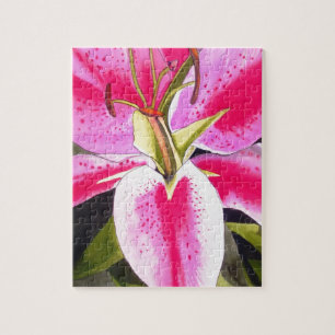 Puzzle Flor acuarela de arte pop de Lily Rosa Caliente
