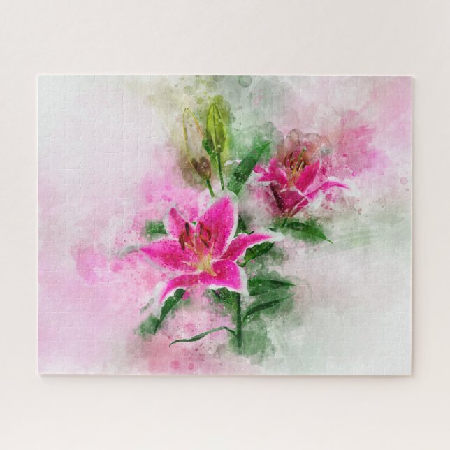 Puzzle Flor acuarela de Stargazer Lily - wb 02 (Horizontal)