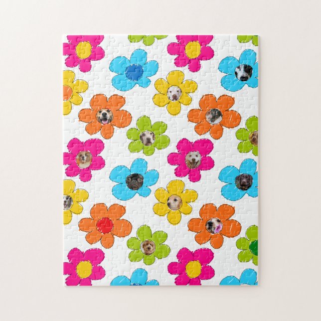 Puzzle Flor alegre Perro Mamá Collage de fotos divertido (Vertical)