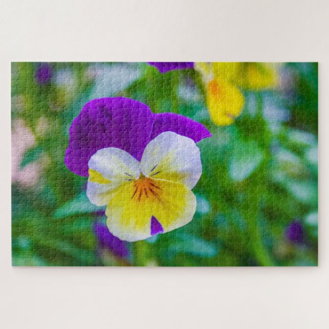 Puzzle Flor amarilla, blanca y violeta (Horizontal)