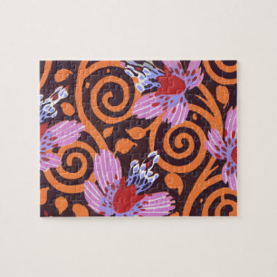 Puzzle Flor Art Déco con Remolino Vibrante de Rosa y Nara