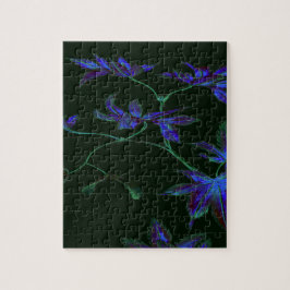 Puzzle Flor azul profundo y verde japonesa