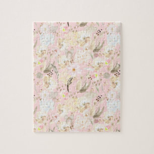 Puzzle Flor blanca crema rosada de Rubor