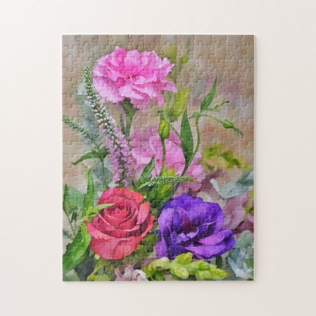 Puzzle Flor Bouquet Floral Watercolour Style Art (Vertical)