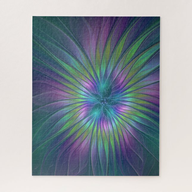Puzzle Flor brillante colorida Abstracto de arte fractal (Vertical)