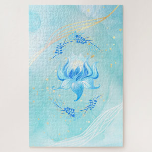 Puzzle Flor Celeste Azul Turquesa – Energía de Loto Tranq