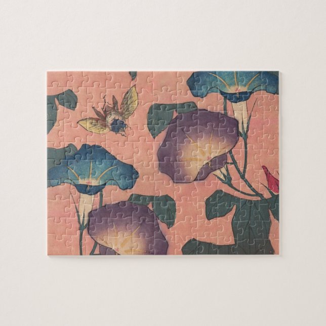 Puzzle Flor de abeja rosa Arte Clásico Hokusai (Horizontal)