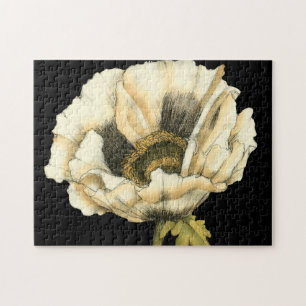 Puzzle Flor de amapola crema en fondo negro