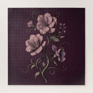 Puzzle Flor de Anémona Morada Oscura Botánica