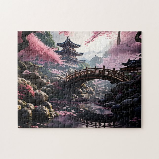 Puzzle Flor de cerezo en el jardín japonés (Horizontal)