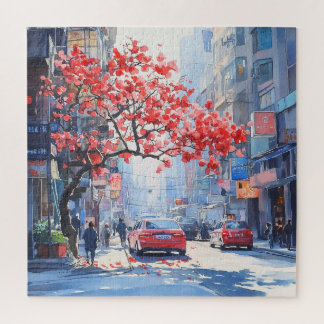 Puzzle Flor de Cerezo en Escena Urbana