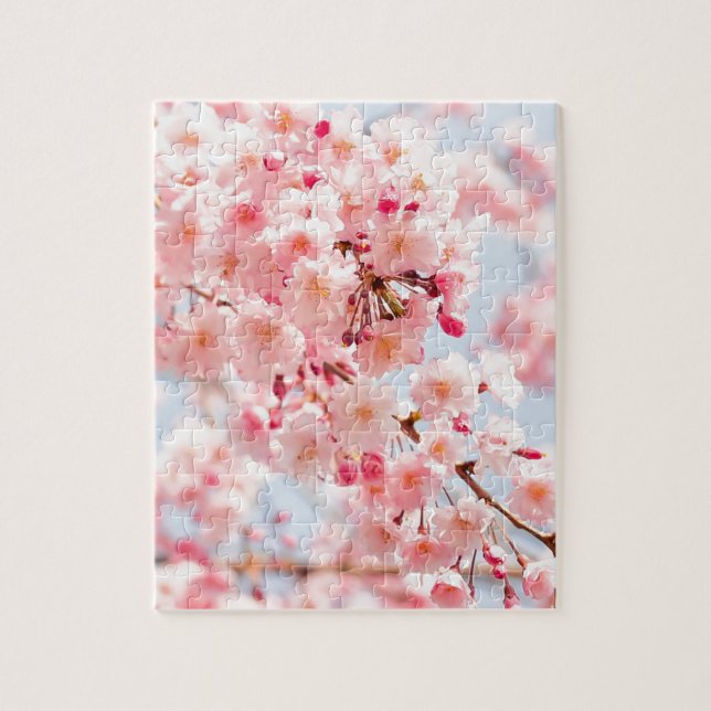 Puzzle Flor de cerezo japonesa rosada hermosa Sakura (Vertical)