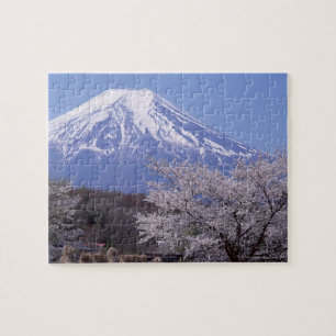 Puzzle Flor de cerezo y el monte Fuji