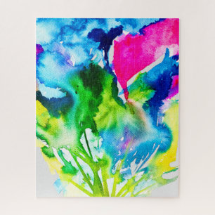 Puzzle Flor de ciclamen rosa acuarela abstracta