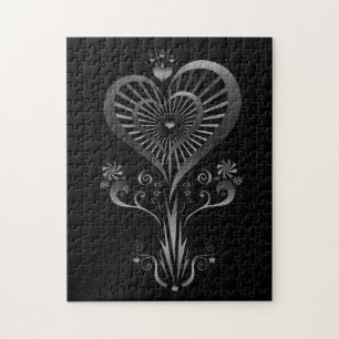 Puzzle Flor de corazón - Plata