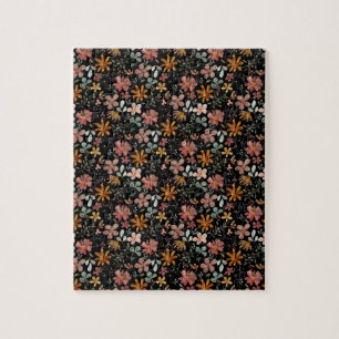 Puzzle Flor de cotagecore morado negro